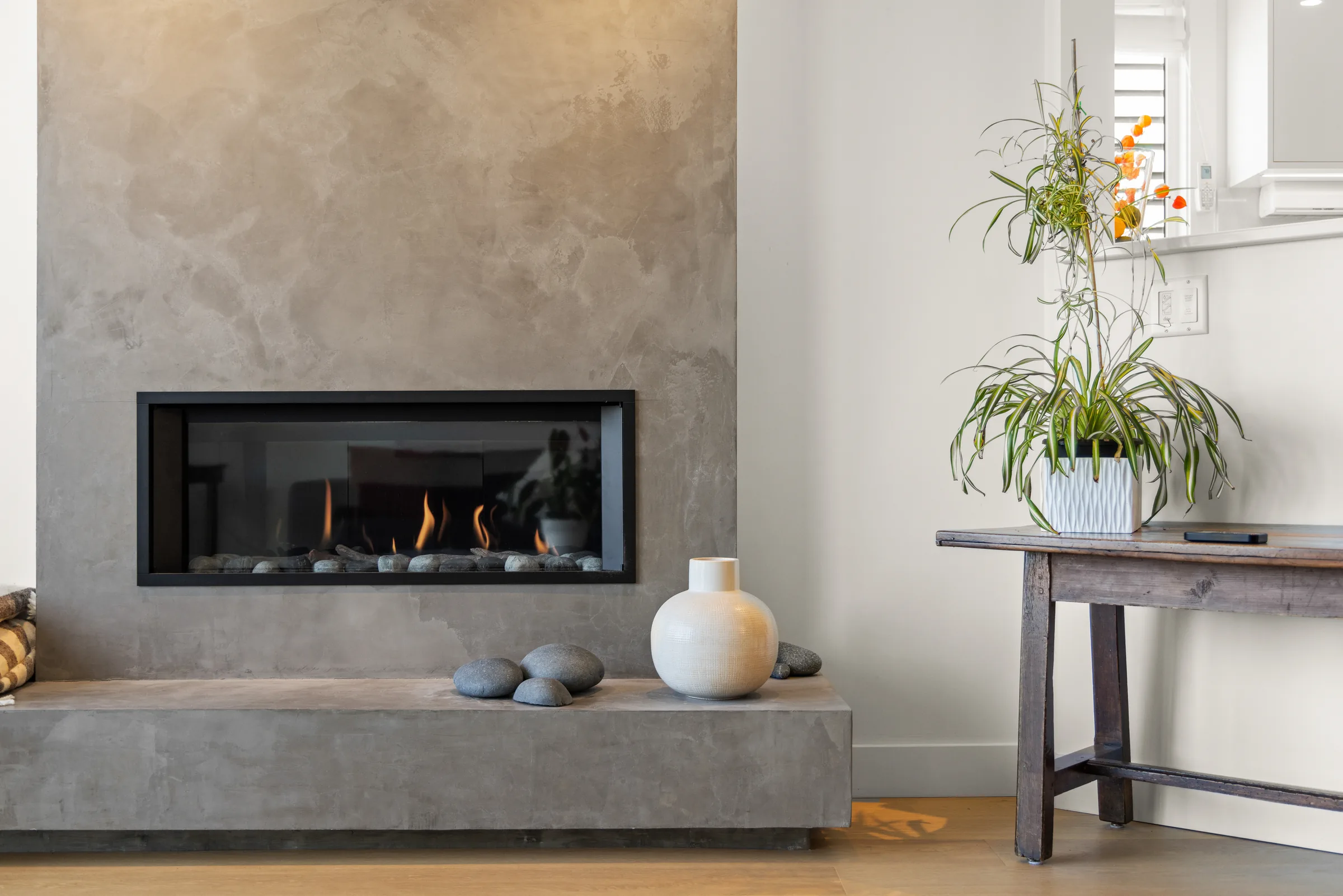 Over the fireplace