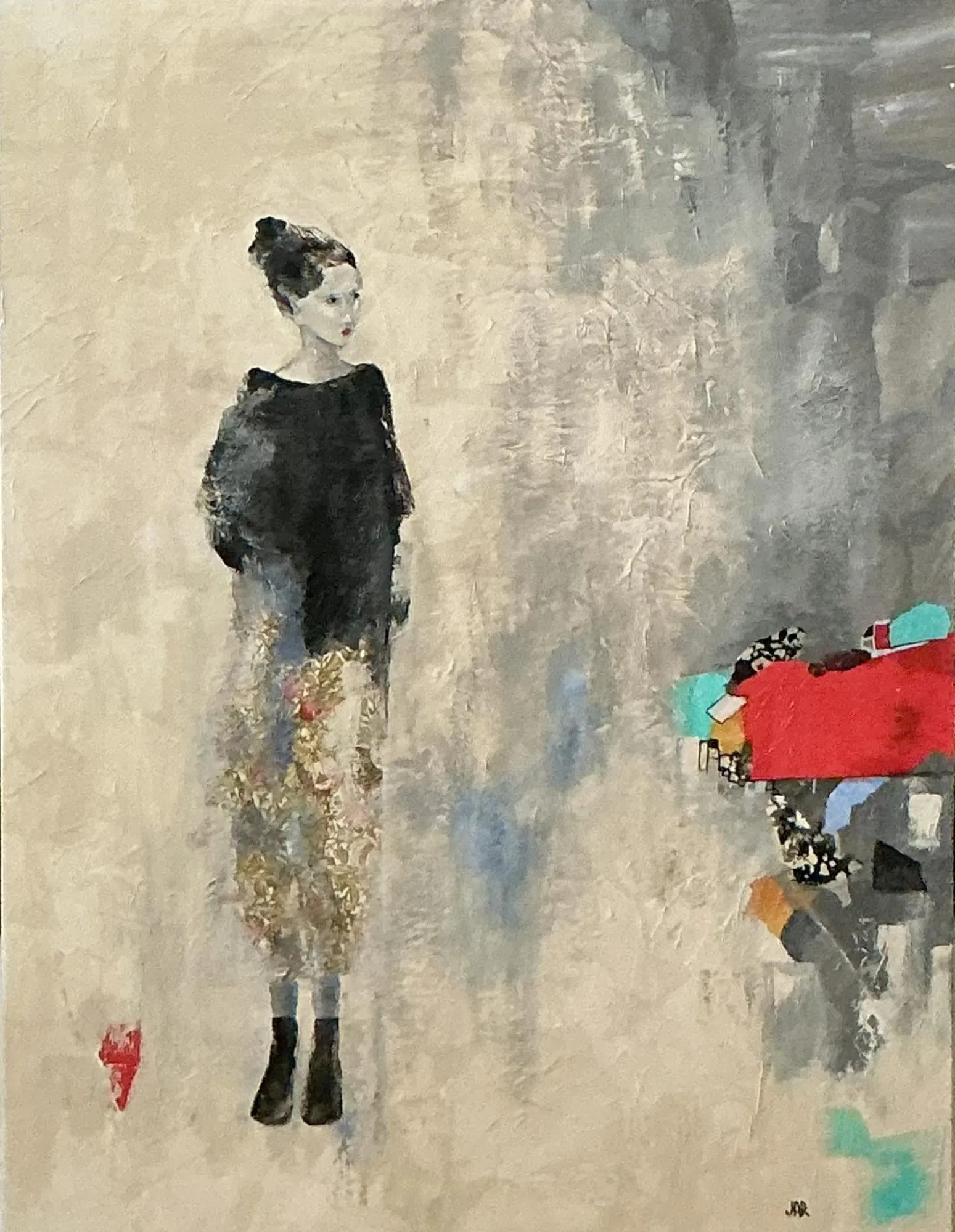 Beside Not Within - mixed media collage by Jean Ann Robinson
