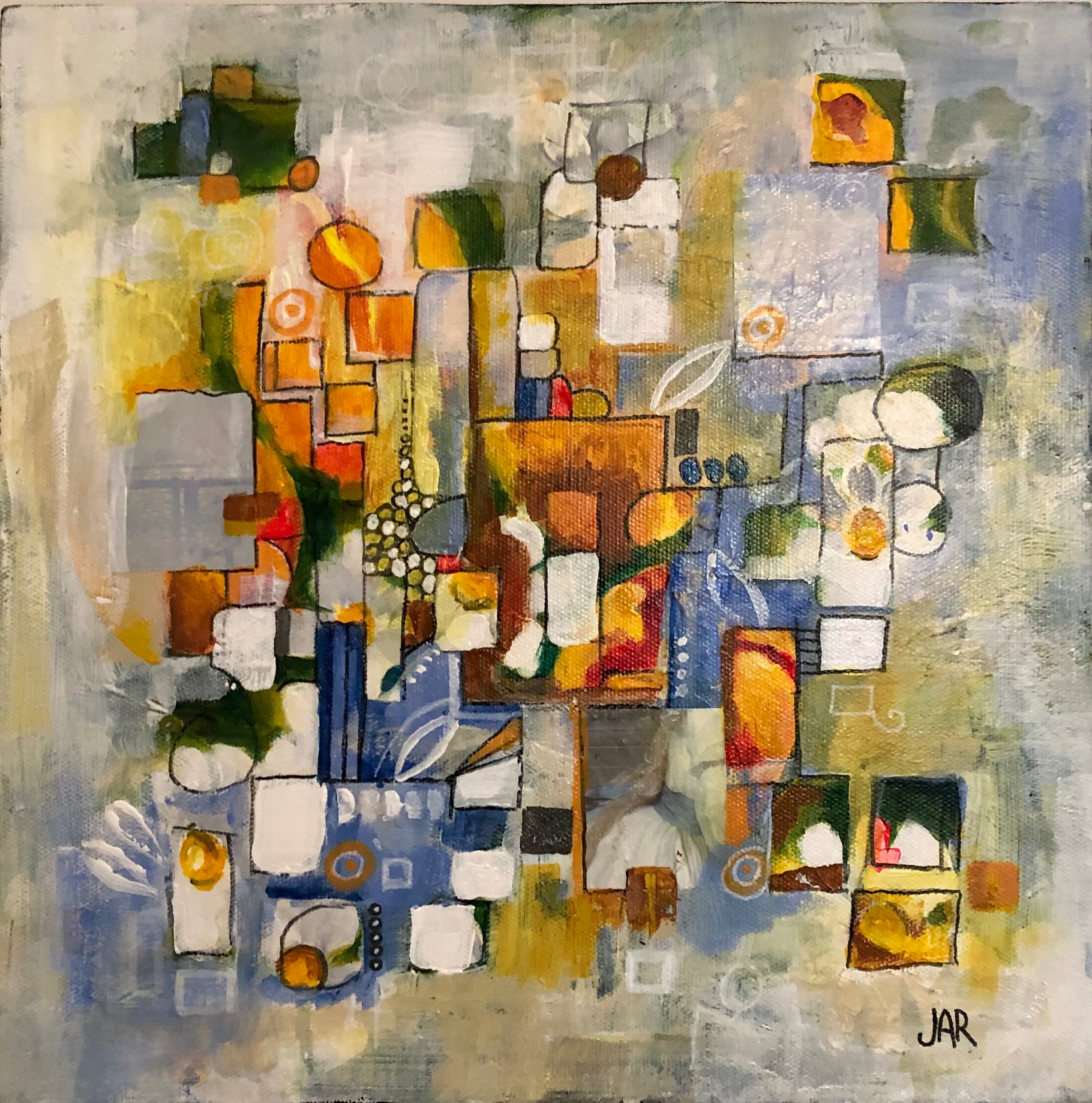Moments - mixed media collage by Jean Ann Robinson