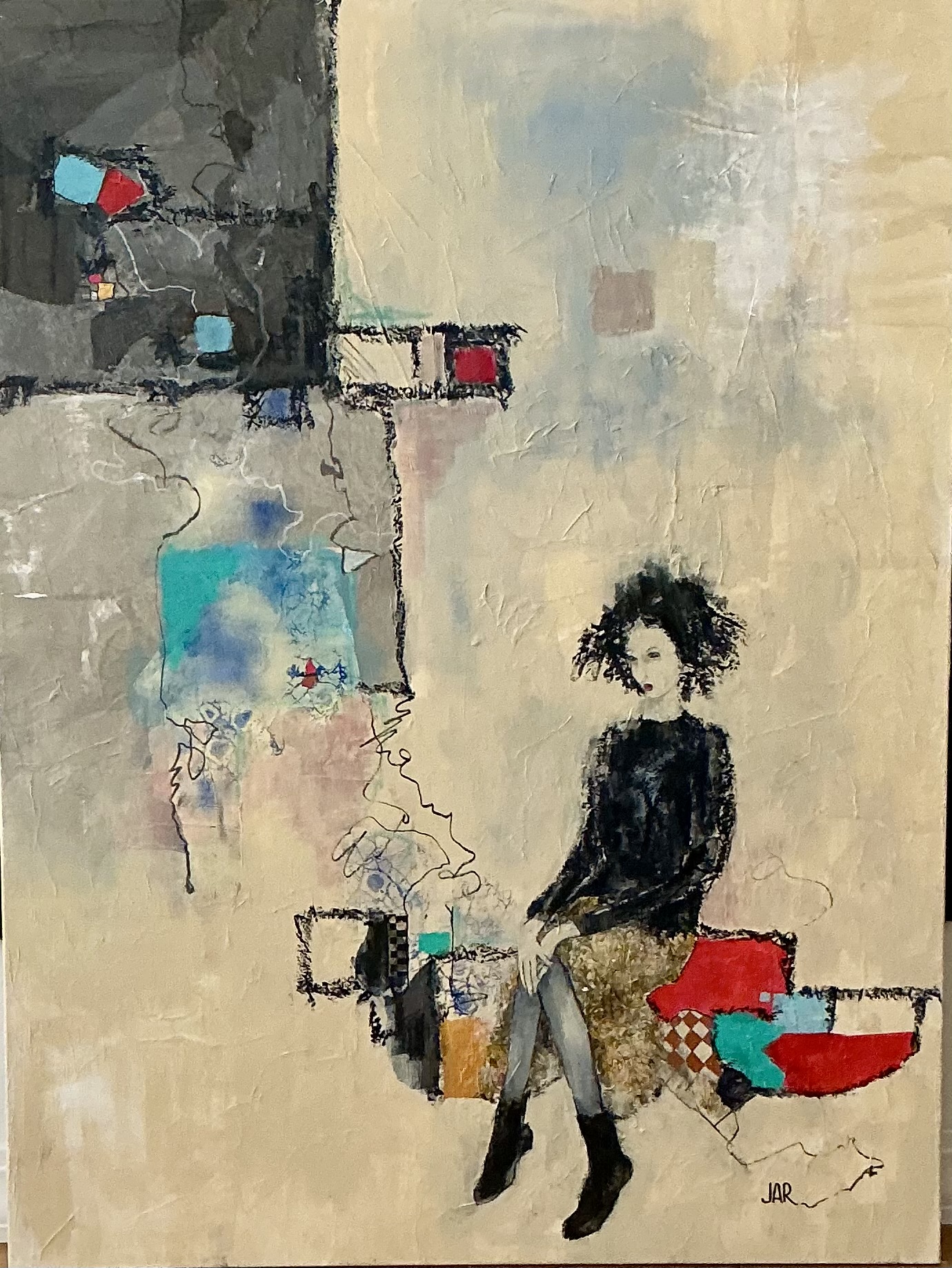 Within - mixed media collage by Jean Ann Robinson