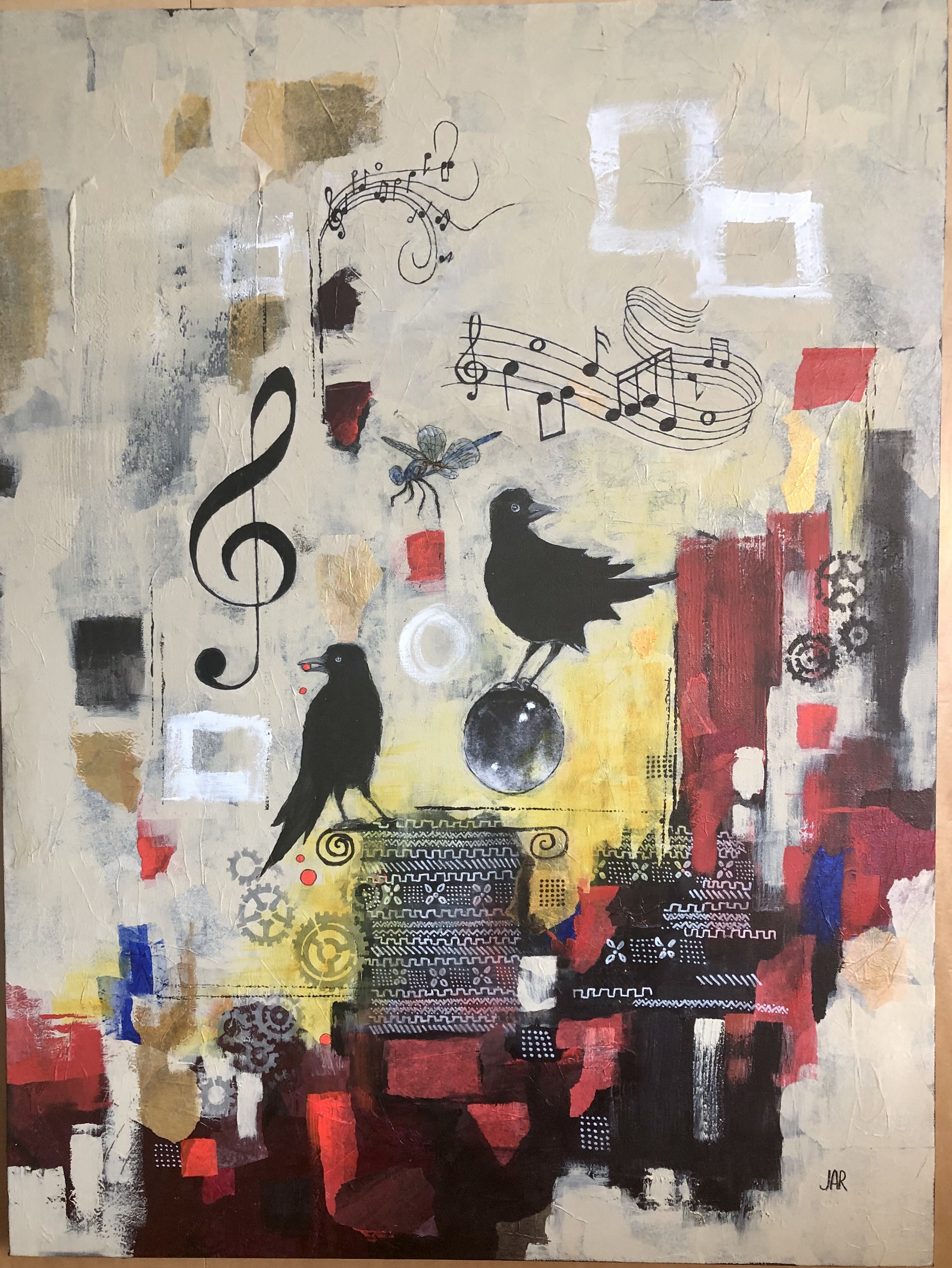 Got the Music in Me - mixed media collage by Jean Ann Robinson