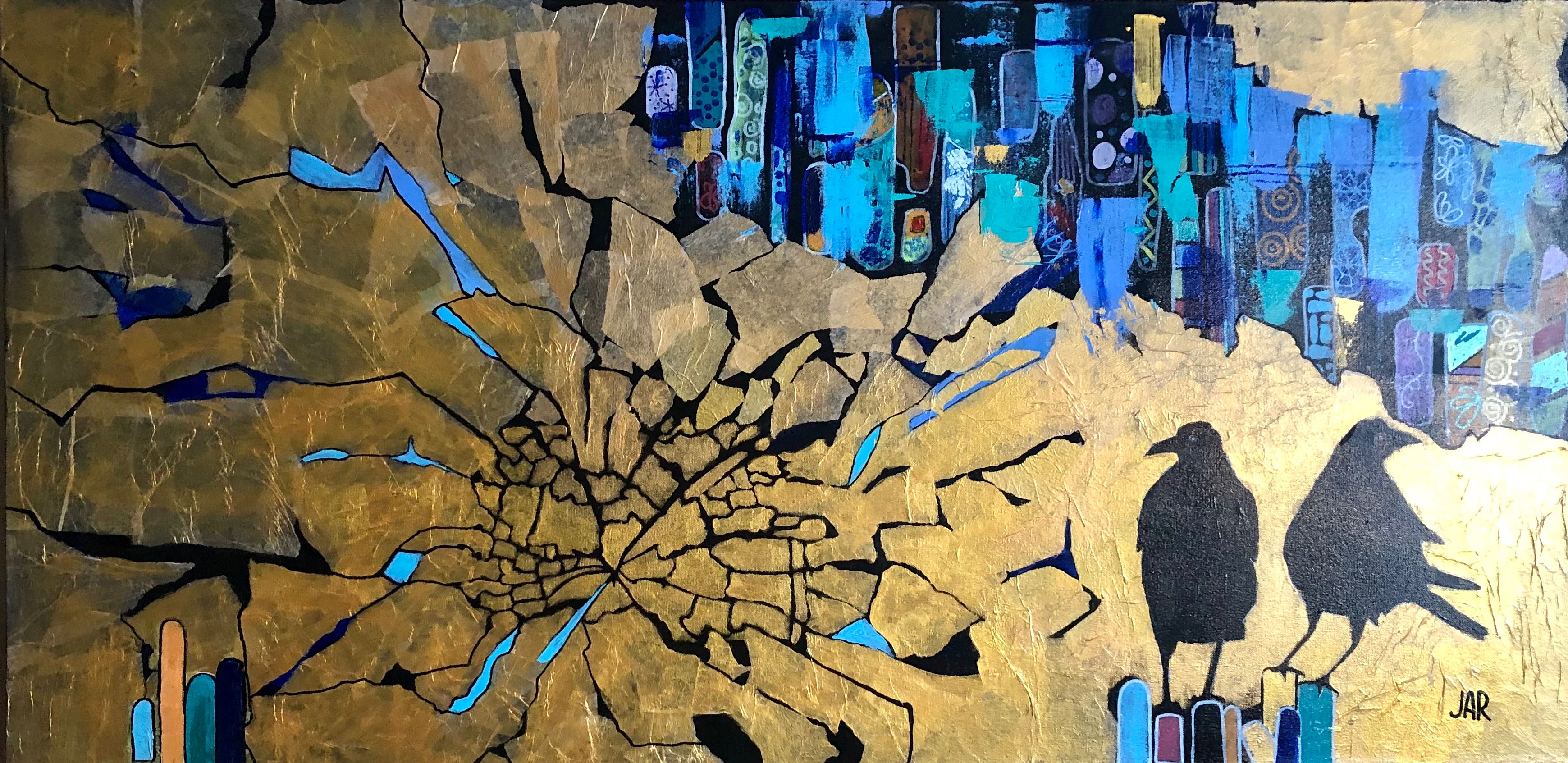 Freedom Flight - mixed media collage by Jean Ann Robinson