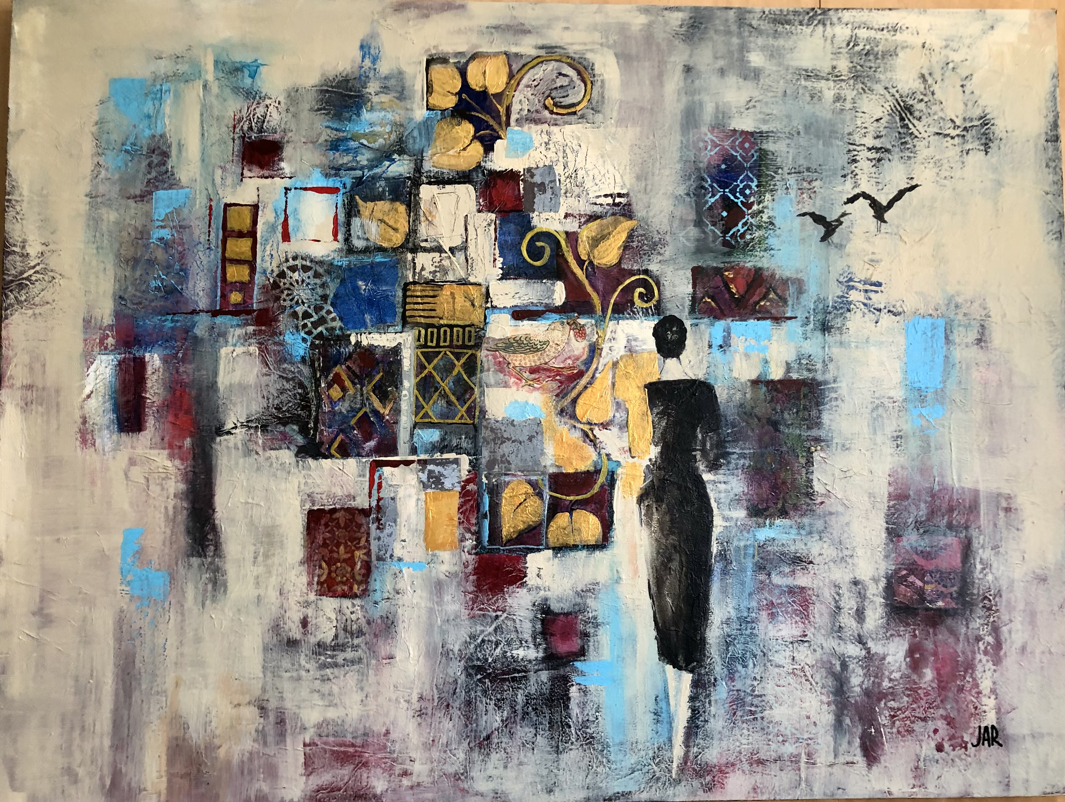 Quiet Wonder - mixed media collage by Jean Ann Robinson