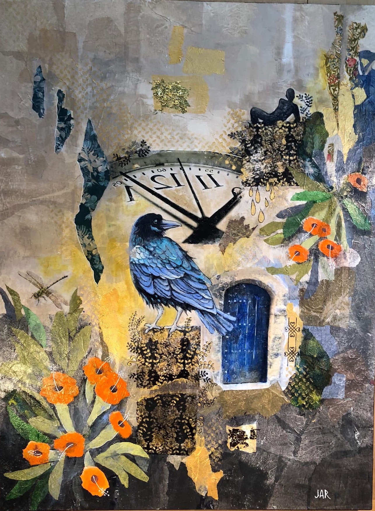 The Warden - mixed media collage by Jean Ann Robinson