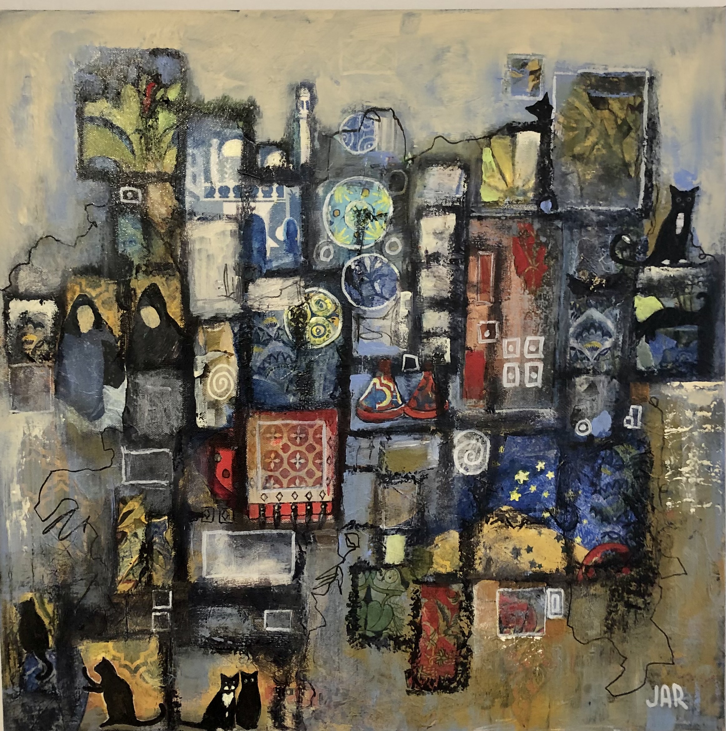 Morocco - mixed media collage by Jean Ann Robinson
