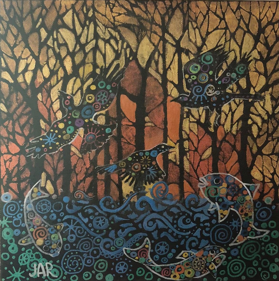 Sea to Sky - mixed media collage by Jean Ann Robinson